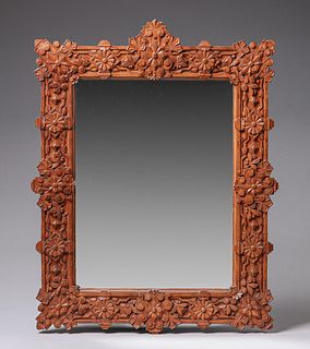 Aesthetic Movement Hand-Carved  Framed Mirror c1890s