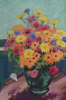 PAINTING OF A BEAUTIFUL POTTED FLOWERS