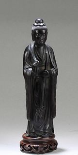 A Chinese Hardwood (possibly Zitan)Carved Statue