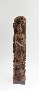 Chinese Hardwood Carved Bodhisattva Statue