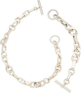 Hermes Set of Two; Sterling Silver Alea Geant Necklace & Bracelet Very Good Condition Necklace: 17" Length Bracelet: 8.5" Length