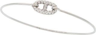 Hermes 18K White Gold & Diamond Ronde Chaine d'Ancre Bracelet Excellent Condition 7" Length