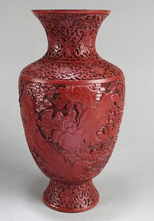 Antique Chinese Carved Cinnabar Vase