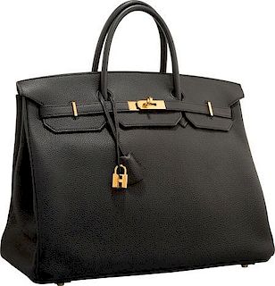 Hermes 40cm Black Togo Leather Birkin Bag with Gold Hardware Excellent Condition 15.5" Width x 11" Height x 8" Depth