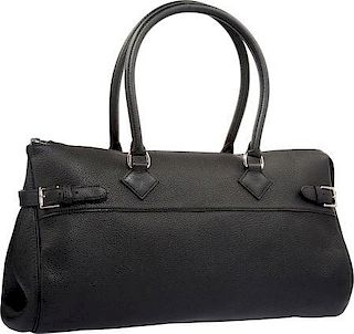 Hermes 42cm Black Togo Leather Shoulder Atlas Bag with Palladium Hardware Excellent Condition 16.5" Width x 9" Height x 6" Depth