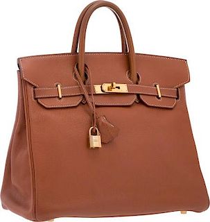 Hermes 32cm Etrusque Togo Leather HAC Birkin Bag with Gold Hardware Good Condition 12.5" Width x 10.5" Height x 6" Depth