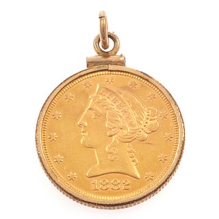 US $5 Liberty Head Coin, Gold-Filled Pendant