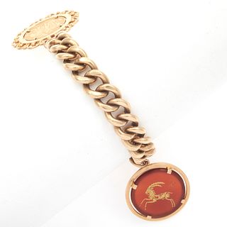 14k Yellow Gold Bracelet with Gold Coin and Charm