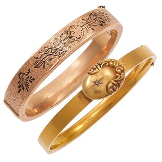 Collection of Two Victorian 14k Bangle Bracelets