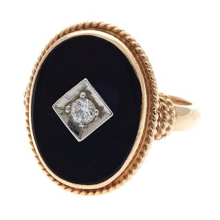 Art Deco Diamond, Onyx, 14k Ring