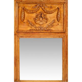 Neoclassical Style Pine Trumeau Mirror