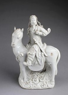 Antique Chinese Blanc De Chine 'GuanYu' Statue