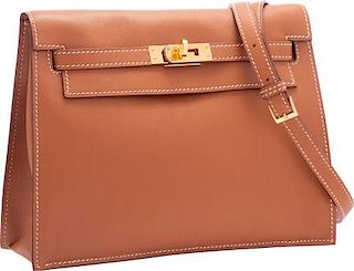 Hermes Gold Swift Leather Kelly Danse Bag with Gold Hardware Excellent Condition 8.5" Width x 6.5" Height x 2.5" Depth