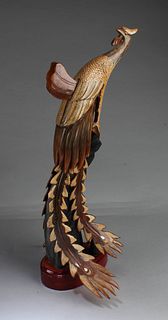 A Carved Horn-Styled Phoenix Statue
