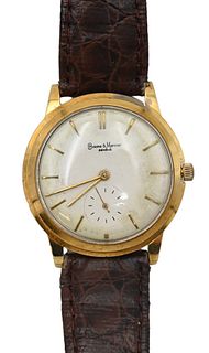 Baume & Mercier 18 Karat Gold Men's Wristwatch, 34.7 millimeters, (replaced stem).