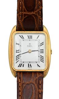 18 Karat Gold Ebel Square Mens Wristwatch, 24.4 millimeters, 26.5 grams.