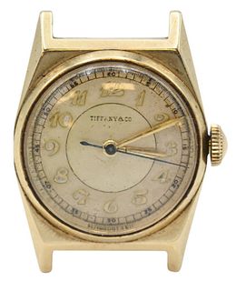 Tiffany & Company 18 Karat Gold Wristwatch, 26.6 millimeters, no band. Provenance: Louis Edmund Zacher, President of Travelers (1929 – 1945) to Edmund