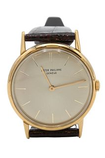 Patek Philippe 18 Karat Gold Men's Wristwatch, style #3416, along with paper extract and service box, 32.9 millimeters.