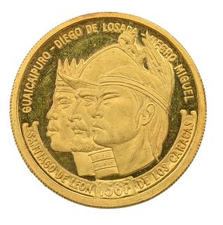 Venezuelan Gold Medallion, .900 pure, 15 grams, 30.2 millimeters.
