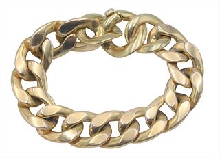 14 Karat Gold Large Link Bracelet, length 8 inches, 43 grams.