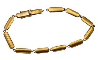 23 Karat Yellow Gold Bracelet, having 12 rectangular links, 7 3/4 inches, 18 grams.
