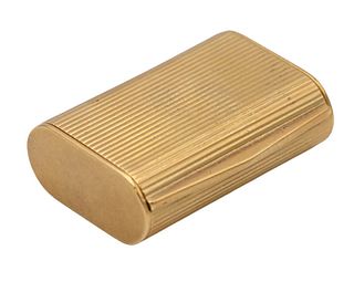 18 Karat Gold Box, having hinged lid, 1 x 1 1/2 x 5/16 inches, 33 grams.