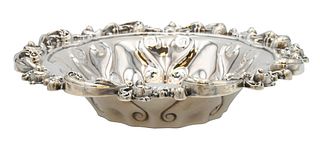 Sterling Silver Bowl, having repousse top edge, height 2 3/4 inches, diameter 12 inches, 16 t.oz.