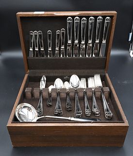 68 Piece Christofle Talisman Enameled Flatware, silver plated and stainless steel with black enamel, Christofle, France imprints, place setting for 6 