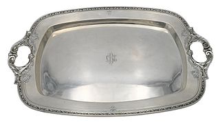 Towle Sterling Silver Tray, having two handles, Virginia Carvel design, 17 x 26 inches, 91.9 t.oz.