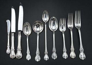202 Piece Towle Sterling Silver Flatware Set, to include: 17 dinner forks, 8  cocktail forks, 22 salad forks, 8 cocktail forks, 1 pickle fork, 16 dinn