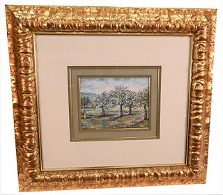 Paul Emile Pissarro (French, 1884 - 1972), Le Bourg, pastel on paper, signed lower right Paul Emile Pissarro, in elaborate gilt frame and matting, alo