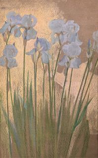 Giovanni Sottocornola (1855 - 1917), Iris, pastel, signed and dated top center GS 1898, sight size 29 1/2" x 18". Provenance: Sold at Sotheby's, Decem