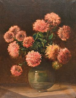 Charles Ethan Porter (1847 - 1923), still life with chrysanthemums, oil on canvas, 23" x 18", signed lower left C.E. Porter. Provenance: Nadeau's Auct