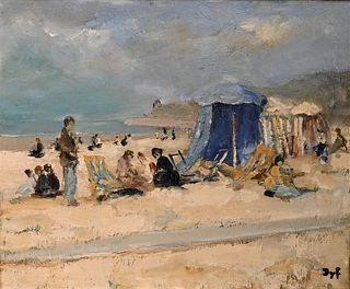 Marcel Dyf (French, 1899 - 1985), Day at the Beach, oil on canvas, signed lower right Dyf, 15" x 18 1/2", Provenance: Sotheby's Arcade, October 9, 199