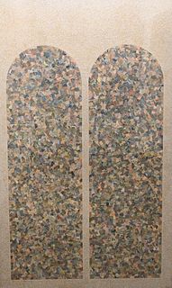 Jiri Kolar (1914 - 2002), Arches 1967, collage on paper made up of currency, does not appear to have a signature, 78 1/2" x 47". Provenance: Solomon R