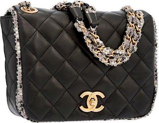 Chanel Black Quilted Lambskin Leather Flap Bag with Gold Hardware Excellent to Pristine Condition 8" Width x 7" Height x 2.5" Depth