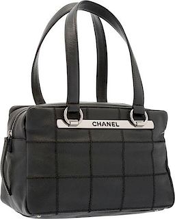 Chanel Black Caviar Leather Shoulder Bag with Silver Hardware Excellent Condition 11" Width x 7" Height x 5" Depth