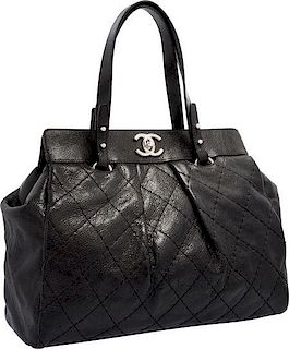 Chanel Black Quilted Leather Tote Bag with Silver Hardware Excellent to Pristine Condition 16" Width x 13" Height x 5.5" Depth