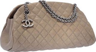 Chanel Metallic Bronze Quilted Leather Mademoiselle Bowling Bag with Gunmetal Hardware Excellent to Pristine Condition 13" Width x 6" Height x 6" Dept