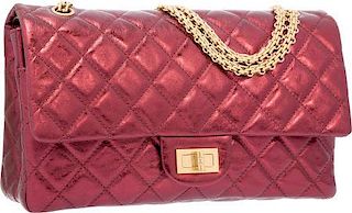 Chanel Metallic Red Quilted Leather Reissue Jumbo Double Flap Bag with Gold Hardware Very Good to Excellent Condition 12" Width x 8' Height x 3" Depth