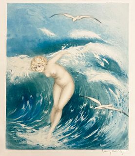 Louis Icart - Venus in the Waves (Light Blue)