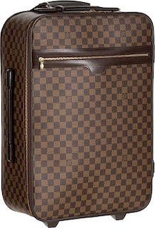 Louis Vuitton Damier Ebene Canvas Pegase 55 Suitcase Bag Excellent to Pristine Condition 14.5" Width x 22" Height x 7.5" Depth
