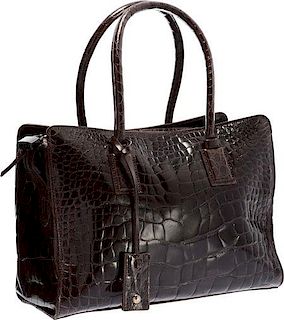 Giorgio Armani Brown Crocodile Tote Bag Very Good Condition 12" Width x 8.75" Height x 5" Depth