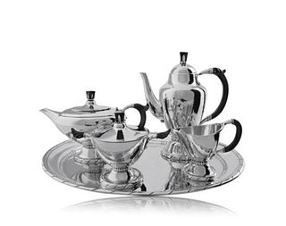 Early Georg Jensen Silver Tea & Coffee Service with Matching Tray 88