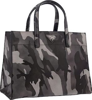Prada Black & Gray Marmo Camouflage Saffiano Leather Tote Bag  Excellent Condition 13" Width x 10" Height x 6.5" Depth