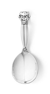 NEW Georg Jensen Acorn Baby Spoon, Curved Handle 095