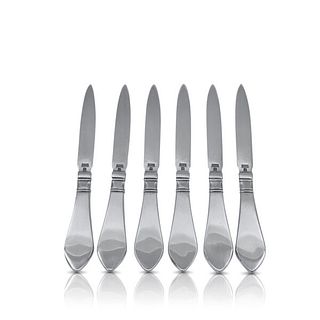 Set of Six Vintage Georg Jensen Sterling Silver Continental All-Silver Knives