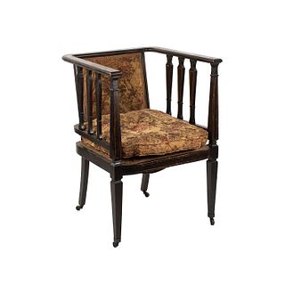 19th C Empire Bow-Arm  Tapestry Upholstery Chair