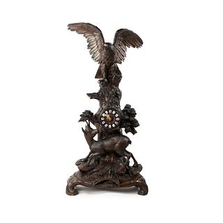 19th C Monumental Black Forest Eagle and Chamois Clock