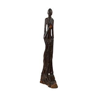Large African Ironwood Carved Female Figure Sculpture